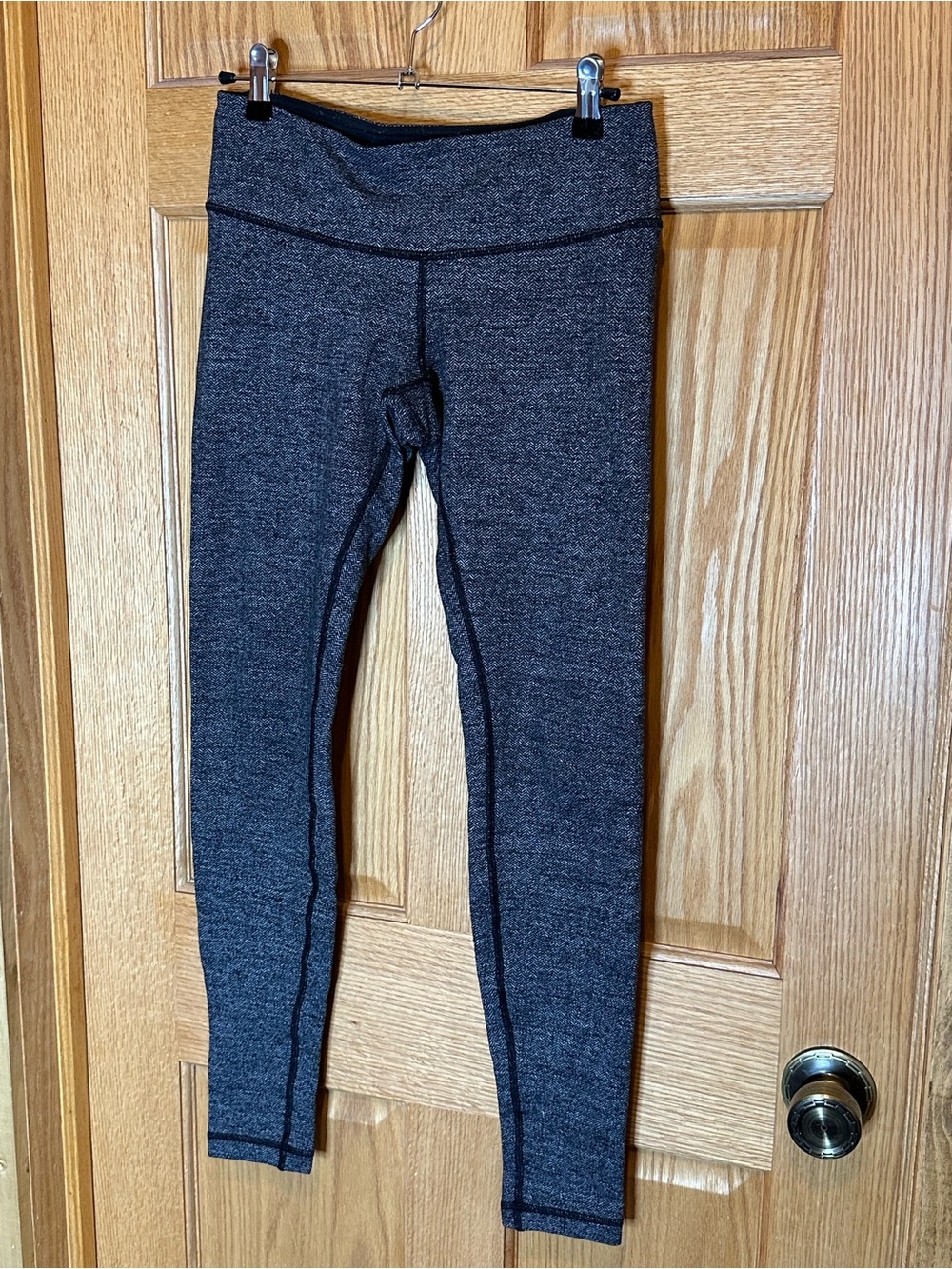 LULULEMON WOMEN GRAY  HEATHERED HERRINGBONE Wunder Under LOW RISE TIGHTS SZ  8